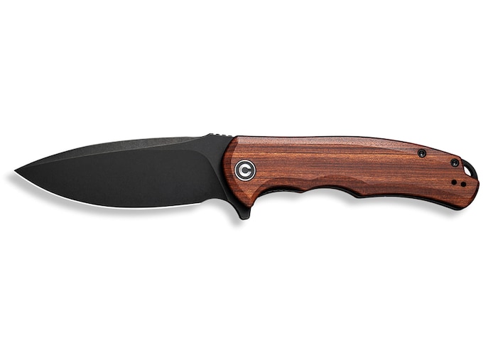CIVIVI Praxis Pocket Knife 3.75″ Drop Point 9Cr18MoV Black Stonewash Blade Cuibourtia Wood Handle Brown