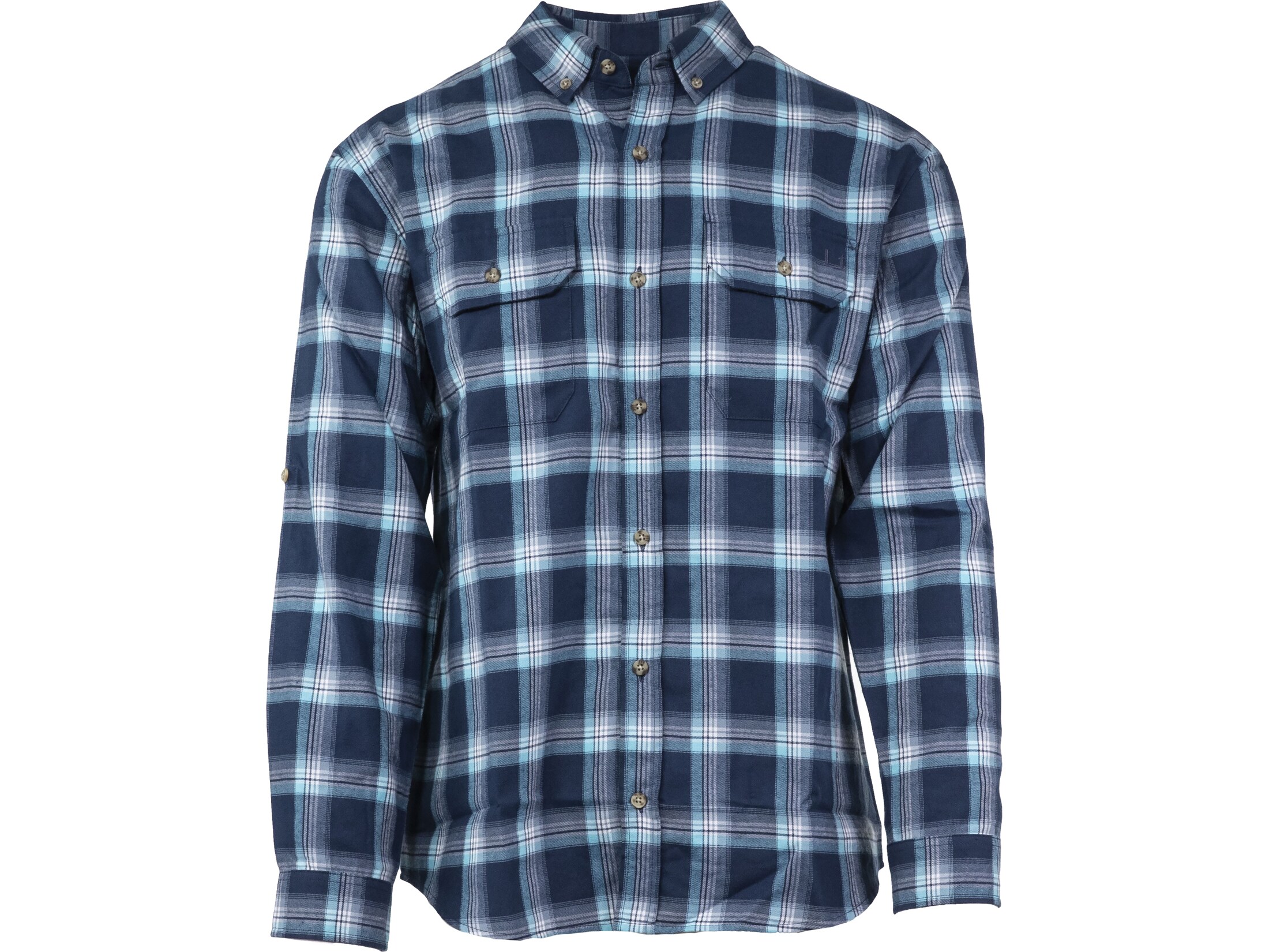 Huk Men's Maverick Fishing Flannel Shirt Silver Blue 2XL