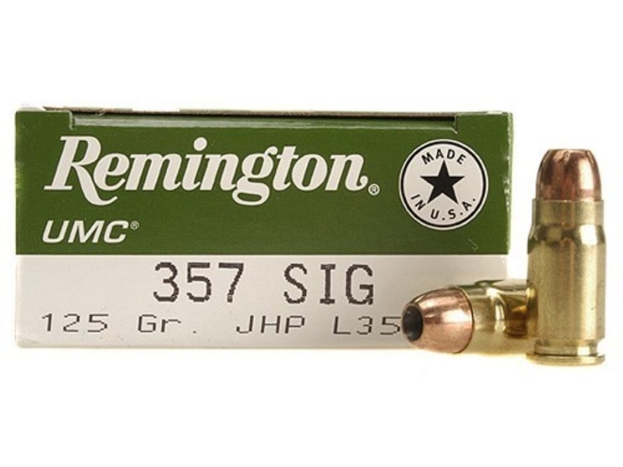 Remington UMC Ammo 357 Sig 125 Grain Jacketed Hollow Point Box of 50.