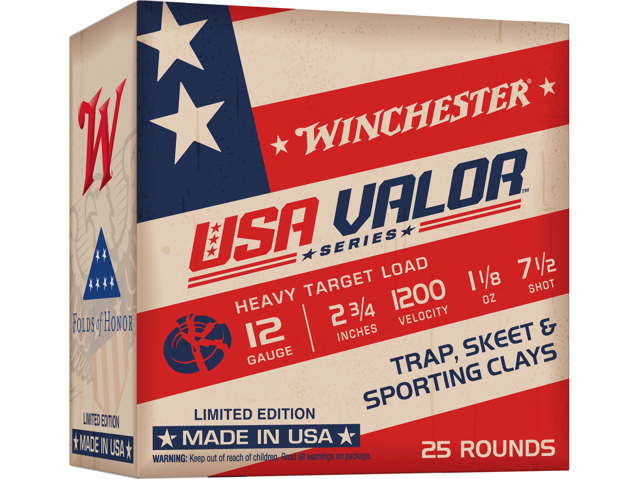 Winchester USA Valor Target Ammo 12 Ga 2-3/4 1-1/8oz #7-1/2 Shot Case