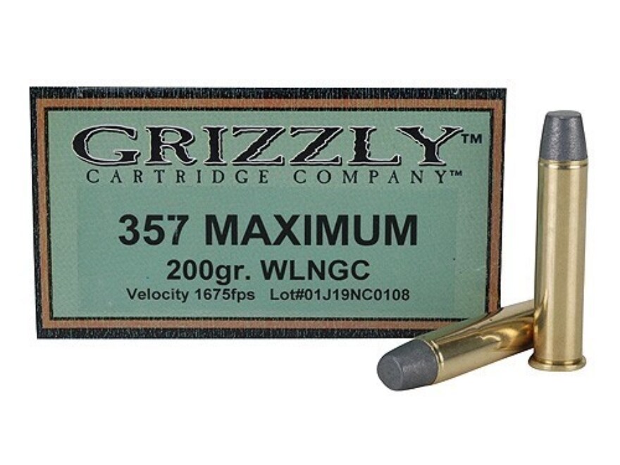 Grizzly Ammo 357 Maximum 200 Grain Lead Wide Nose Gas Check Box of 20.