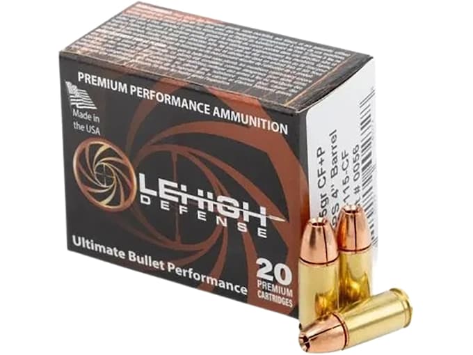 Lehigh Defense Controlled Fracturing 9mm Luger Ammo 115 Grain Fragmenting Hollow Point Lead Free Box of 20