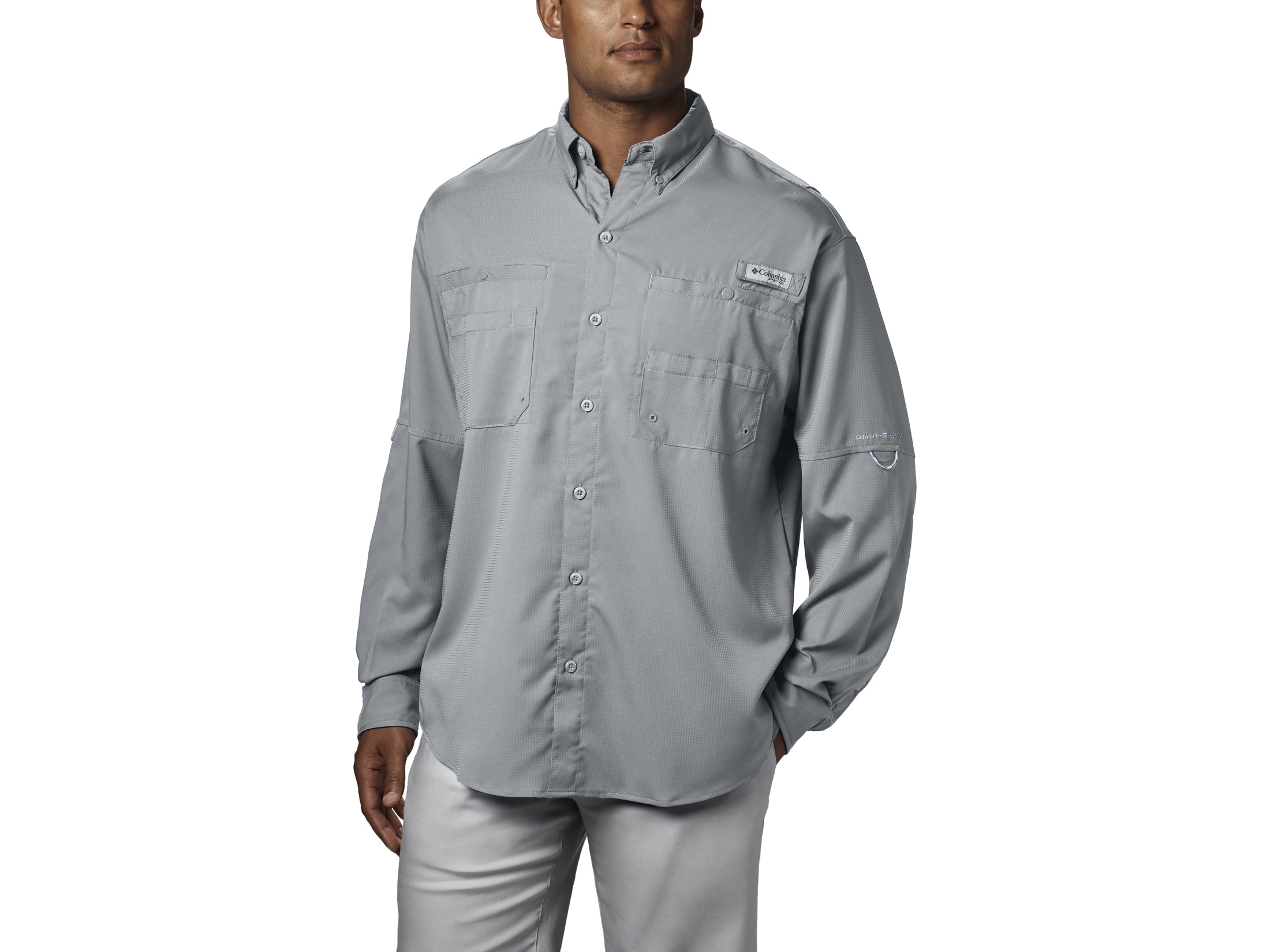 Columbia Men's Pfg Tamiami Ii Long Sleeve Shirt Gray Size X-Large