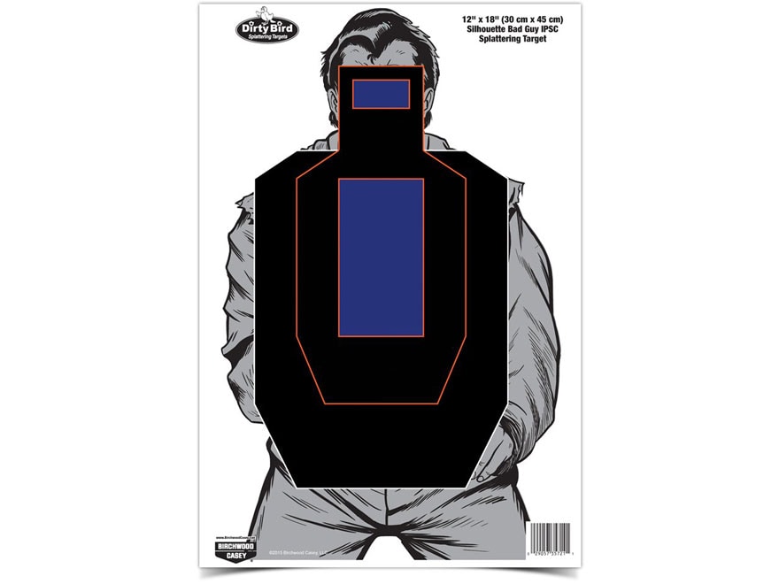 Birchwood Casey Dirty Bird Bad Guy IPSC Silhouette 12 x 18 Target 8PK