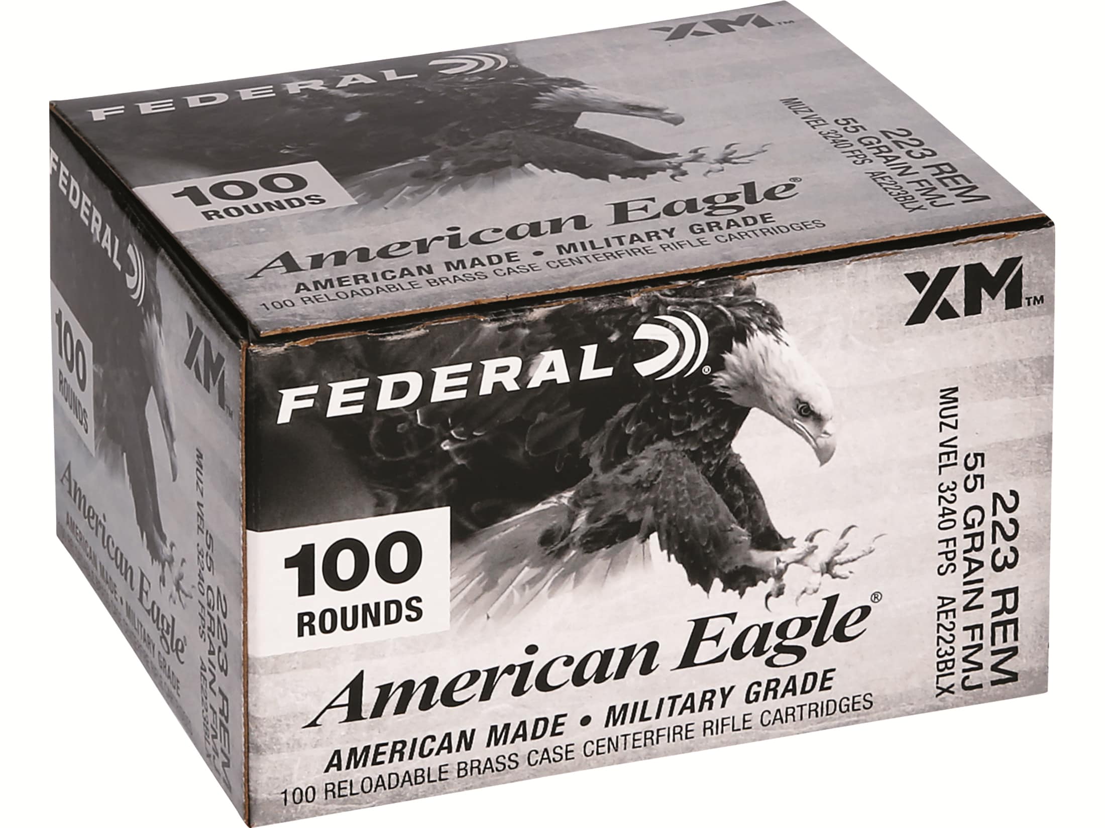 Federal AE223BLX 223 Ammo in Bulk - 55gr FMJ - 500 Rounds