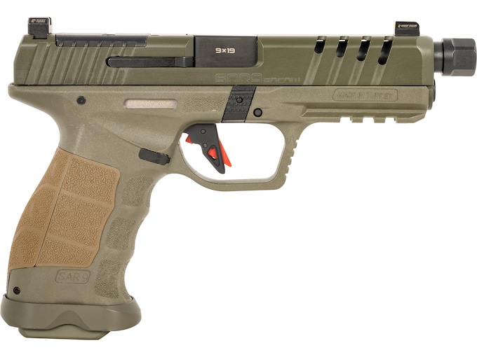 SAR USA SAR9 SOCOM 9mm Luger Pistol 5.2" Threaded Barrel 21+1 Round OD Green Slide Olive Drab Grip Olive Drab Frame