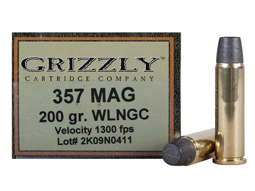 Grizzly Ammo 357 Mag 200 Grain Lead Wide Flat Nose Gas Check Box of 20.
