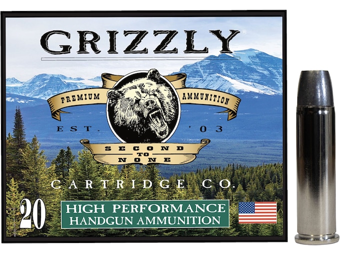 Grizzly Cartridge Bear Load 357 Magnum Ammo 200 Grain Lead Long Wide Nose Gas Check Box of 20