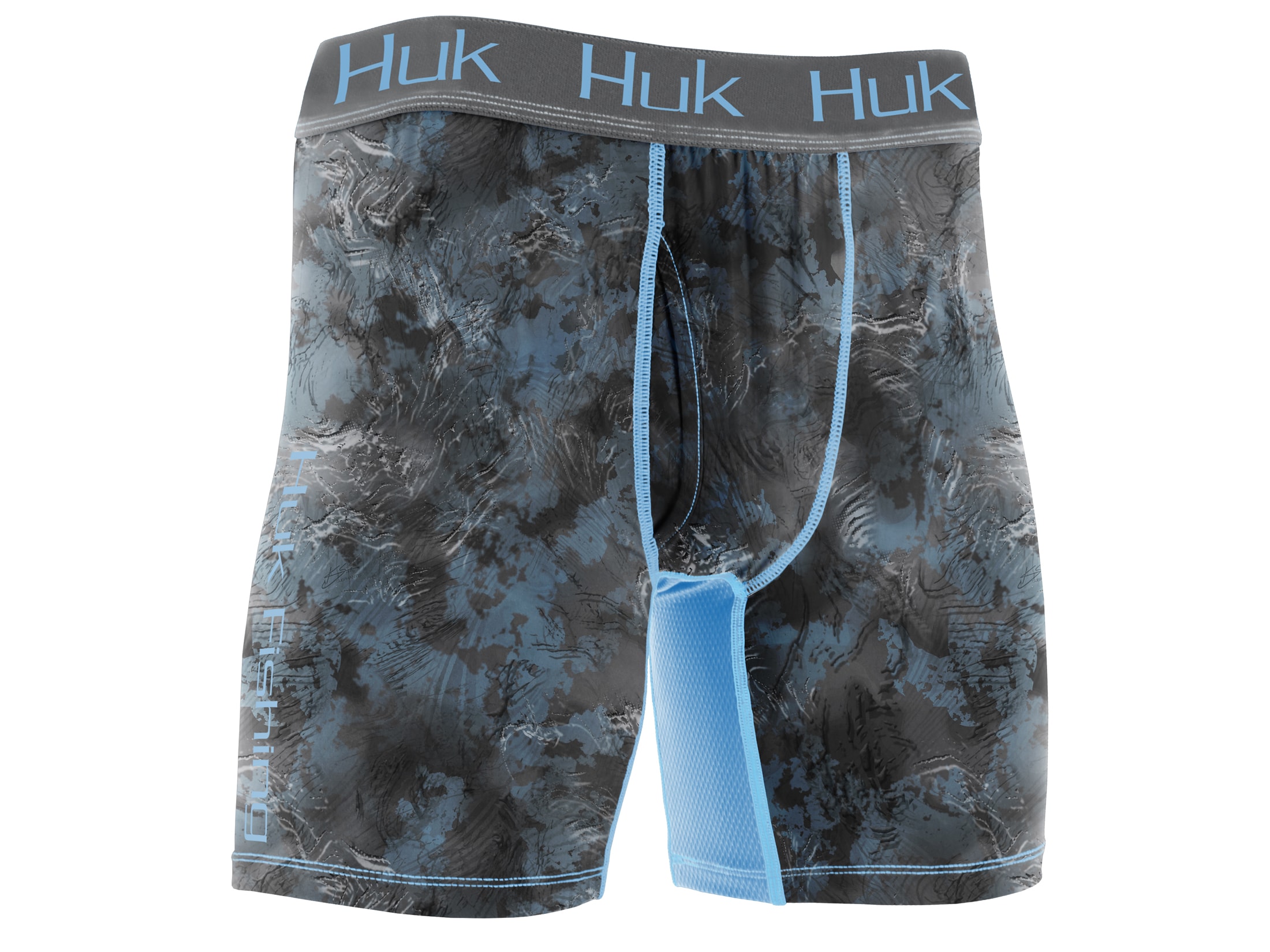Huk Men's Boxer Briefs Polyester/Spandex Mossy Oak Hydro Ice Camo