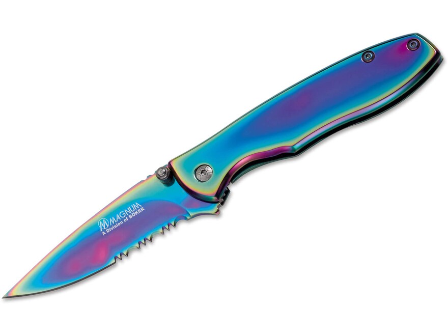 Boker Mag Rainbow II Folding Knife 2.83 Partially Serrated Drop Point