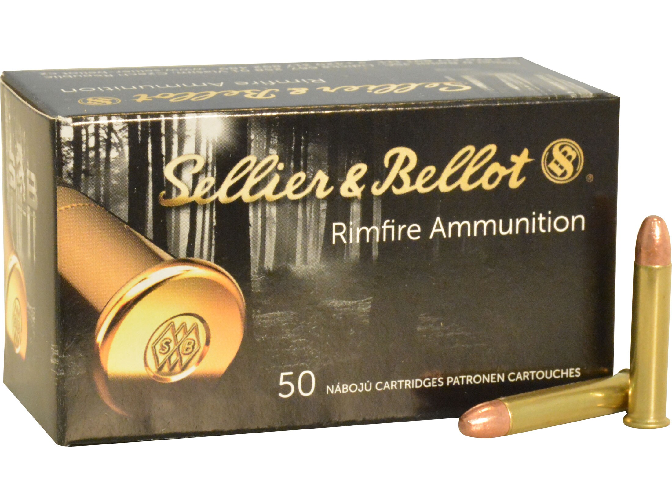 Sellier & Bellot 22 Winchester Mag Rimfire (WMR) Ammo 45 Grain Plated