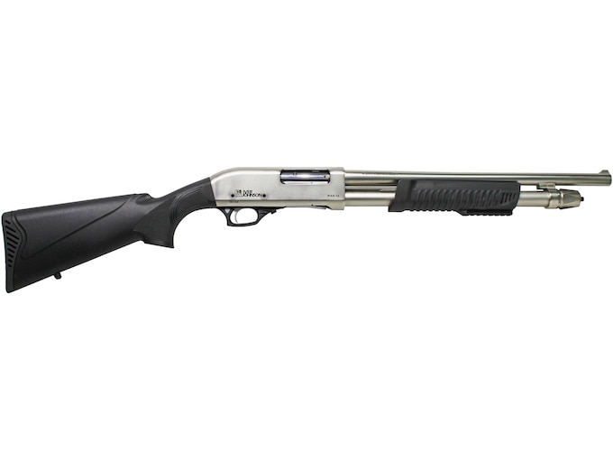 Iver Johnson PAS 12 Pump 12 Gauge Shotgun 18″ Nickel Barrel Black Pistol Grip