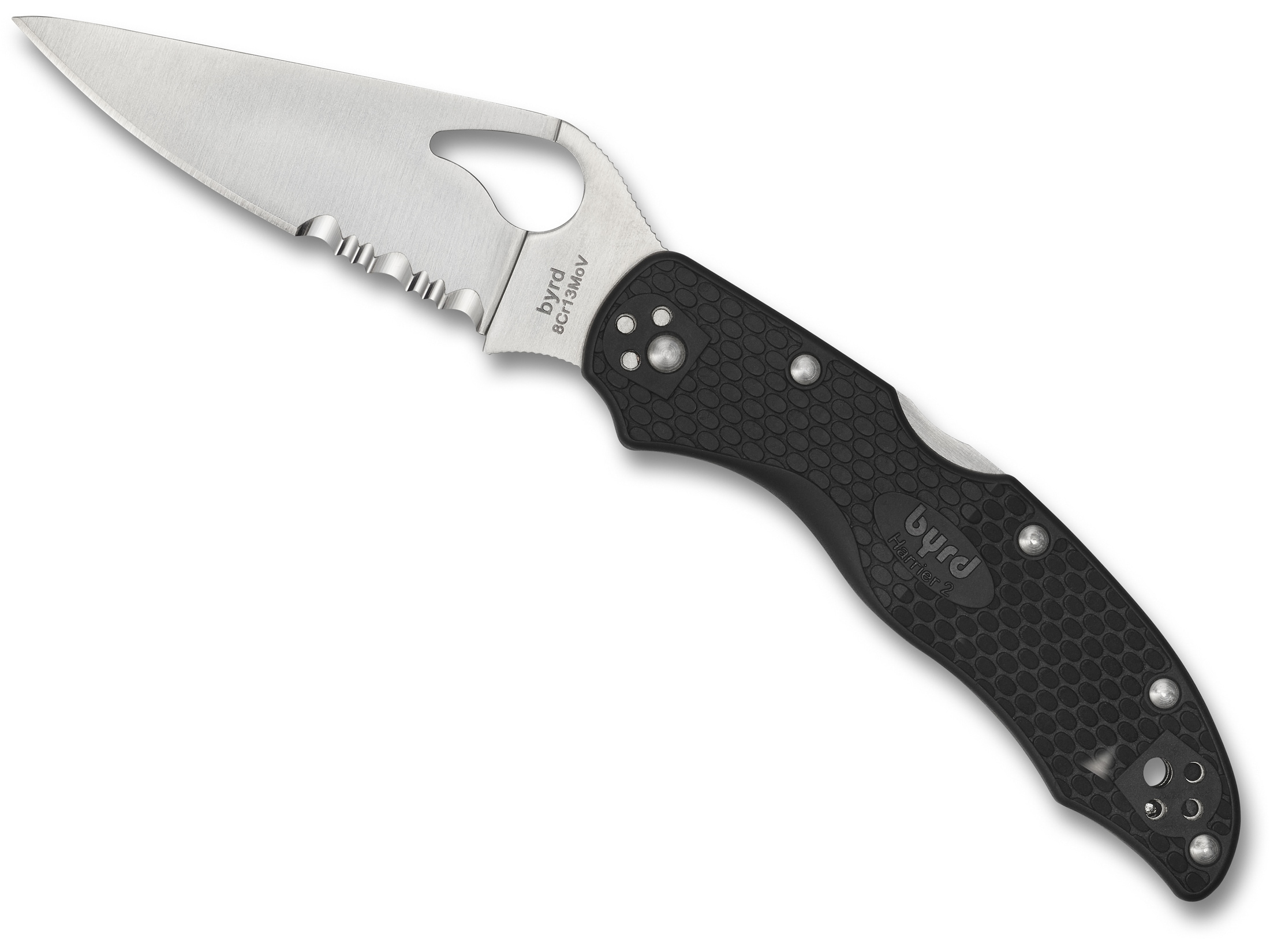 Byrd Knife Harrier 2 Pocket Knife 3.36 Partially Serrated Leaf