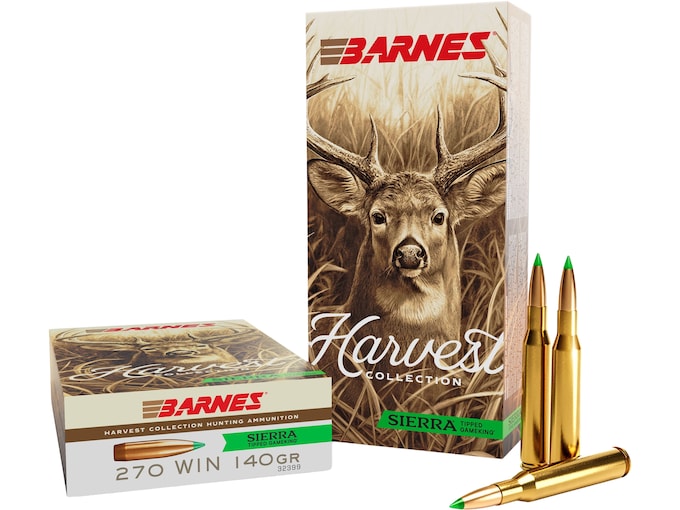 Barnes Harvest Collection 270 Winchester Ammo 140 Grain Sierra GameKing Polymer Tip Box of 20