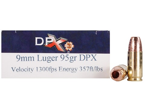 Cor-Bon DPX Ammo 9mm Luger 95 Grain DPX Hollow Point Lead-Free Box of