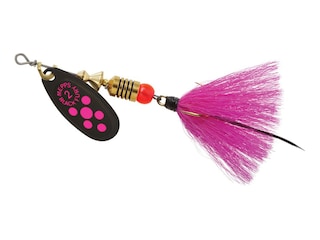 Mepps Aglia Black Fury Dressed Inline Spinner 1/6oz Pink Tail Pink Dot