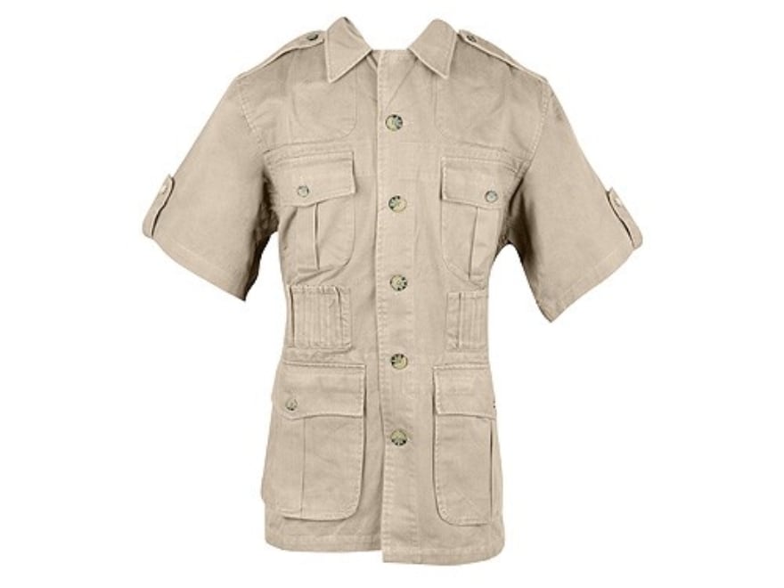 Boyt Men's Shumba Safari Jacket Short Sleeve Cotton Khaki Large 42-44