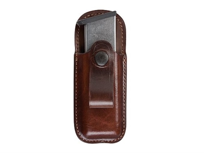 Barsony Black Leather Single Magazine Pouch – Fits FN, GLOCK, HK Full Size 9mm, 40, 45