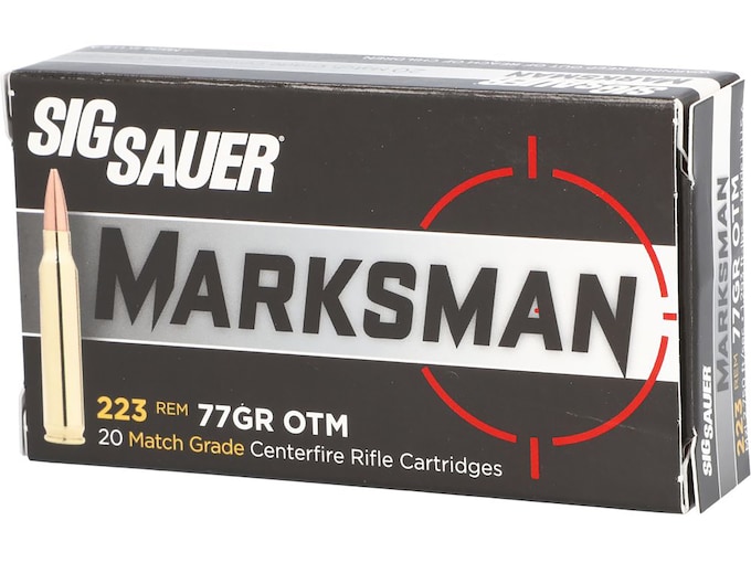 Sig Sauer Marksman Elite 223 Remington Ammo 77 Grain Sierra MatchKing Jacketed Hollow Point Box of 20