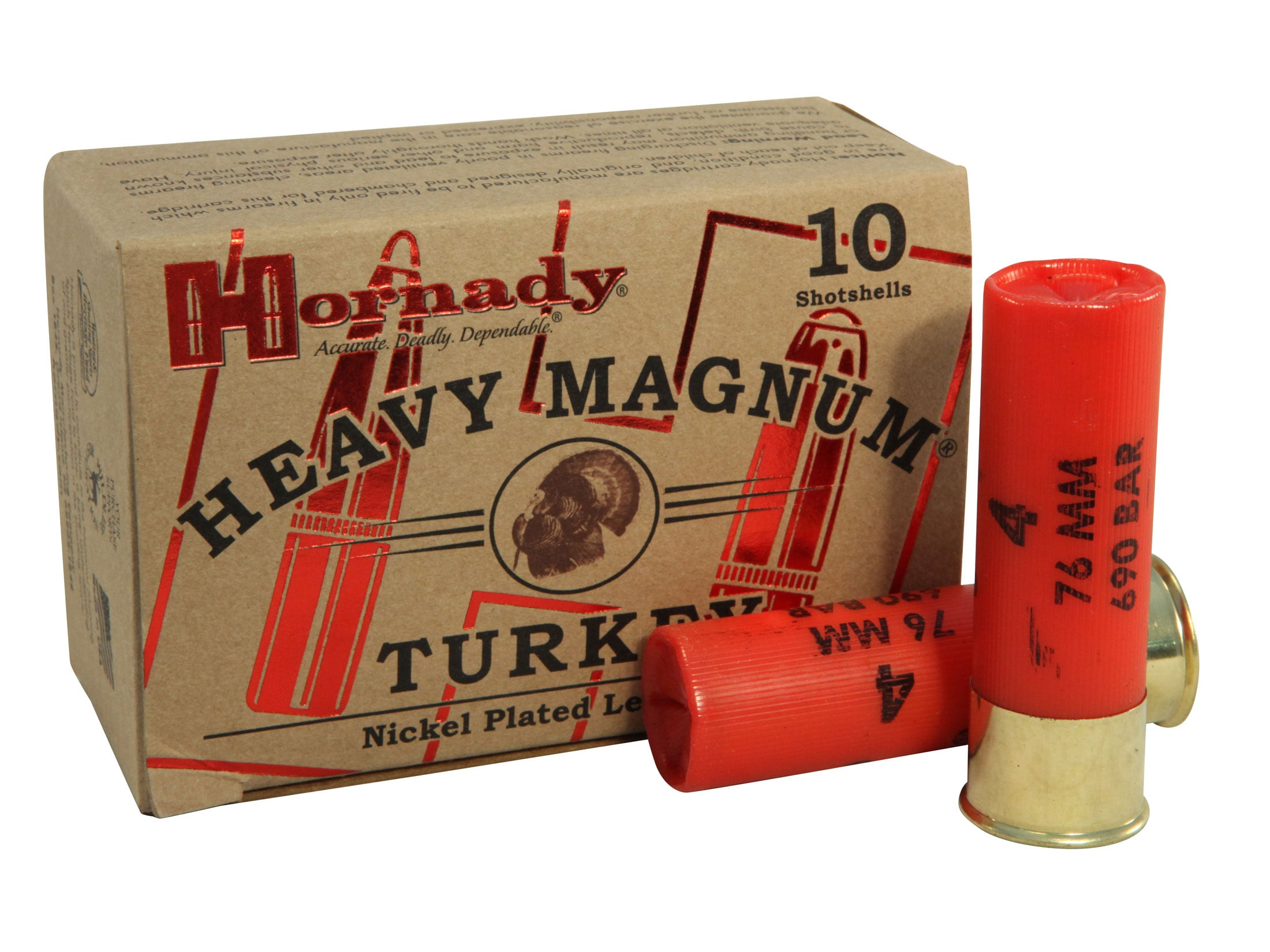Turkey Rounds Hornady Heavy Mag Turkey 12 Ga Ammo 3 #4 Nickel Plated Lead Shot