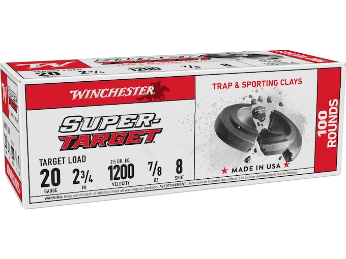 Winchester Super T 20 Gauge Ammo 2-3/4″ #8 Lead Shot 7/8 oz Box of 100