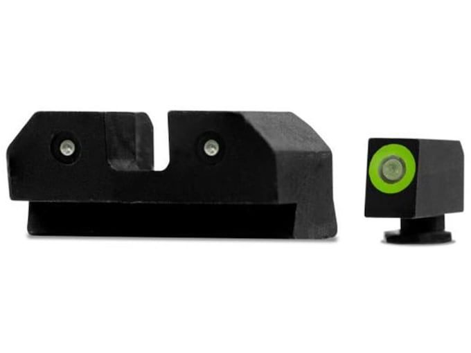 XS R3D Night Sight Set for Glock 42, 43, 43X, 48 Steel 3-Dot Tritium Ember Glow Front Dot with Green Outline 2022 Production