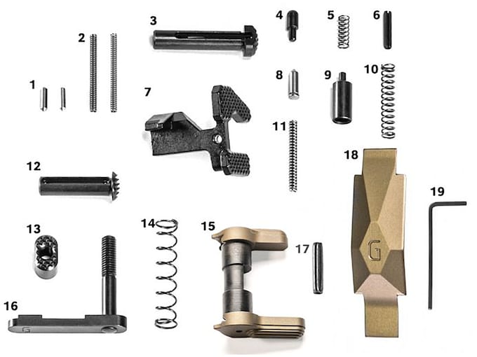 Geissele Ultra Duty AR-15 Lower Receiver Parts Kit Aluminum Desert Dirt Color