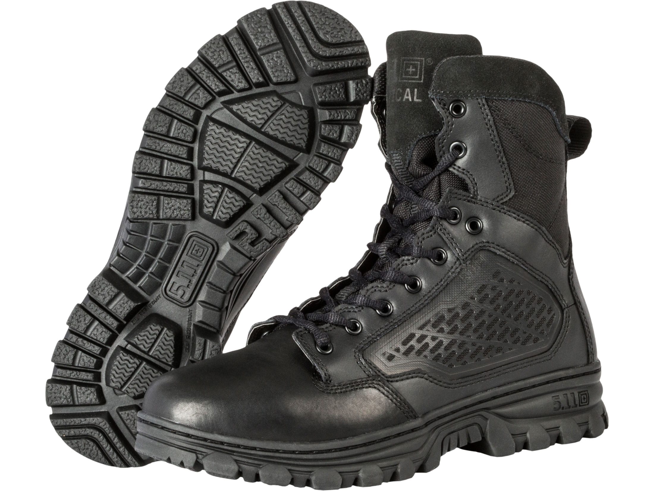 5.11 EVO 6 Side Zip Tactical Boots Leather Nylon Black Men's 8.5 D