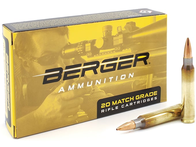 Berger Match Grade 223 Remington Ammo 73 Grain Target Jacketed Hollow Point Box of 20