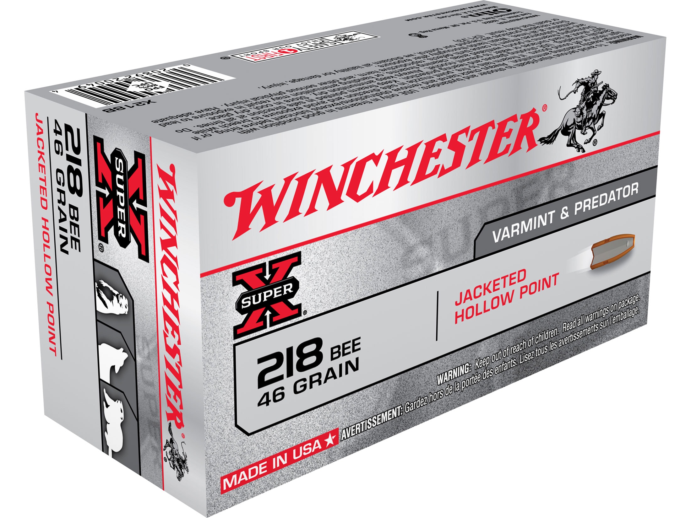 Winchester Super X 218 Bee Ammo 46 Grain Jacketed Hollow Point Box Of Winchester Super X 218 Bee Ammo 46 Grain Jacketed Hollow Point Box Of