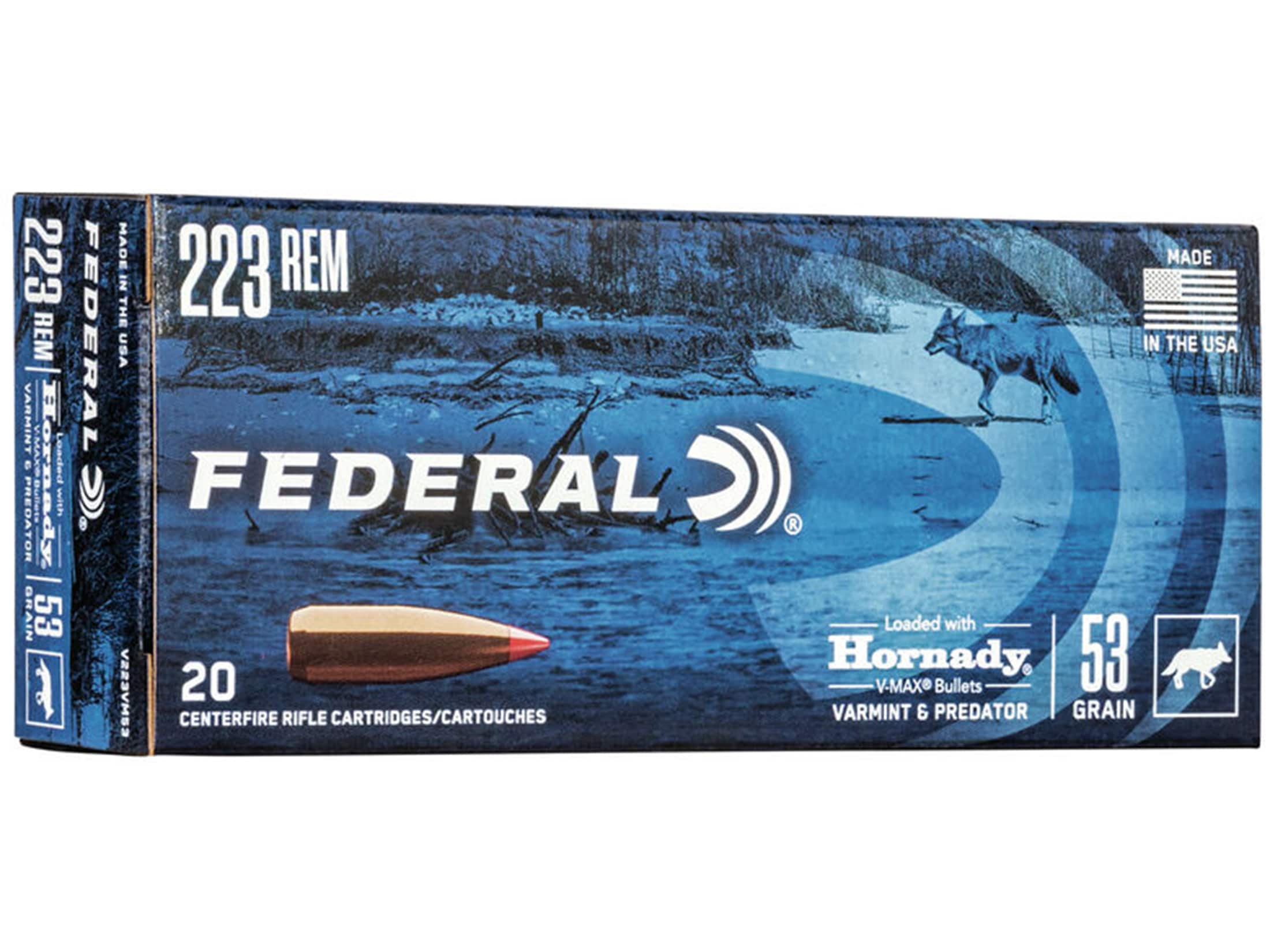 Federal Varmint Ammunition 223 Remington 53 Grain Hornady V-MAX