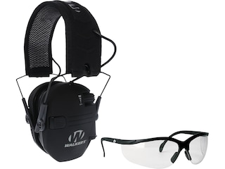 Walker's Razor Slim XTRM Electronic Earmuffs (NRR 21dB) with Clear Lens Shooting Glasses Black