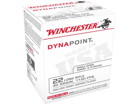 Winchester Dynapoint Ammunition 22 Long Rifle 40 Grain Plated Lead Hollow Point