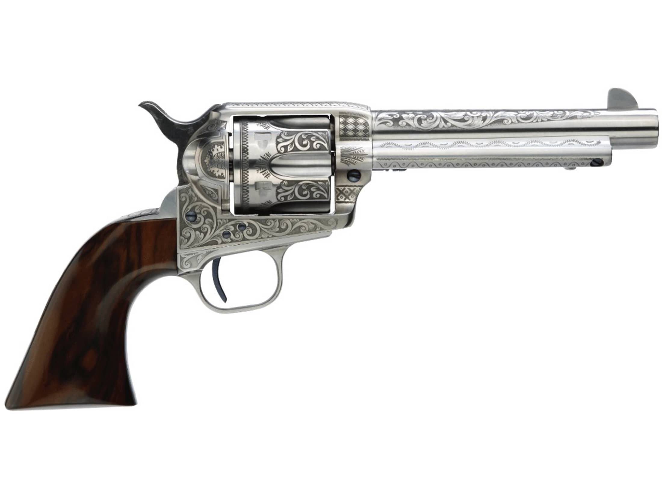 Taylor's & Company 1873 Cattleman Photo Engaved Revolver 45 Colt (Long Colt) 5.5" Barrel 6-Round White Heat Treated Walnut