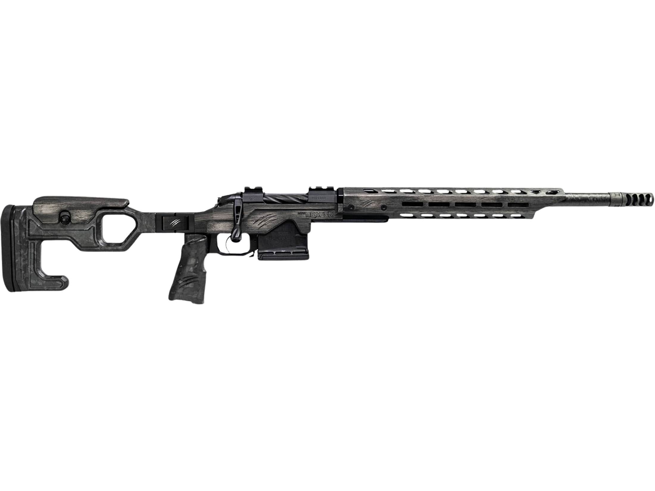 Fierce Firearms MTN Reaper 2.0 Bolt Action Rifle 22 Creedmoor 18" Carbon Fiber Threaded Barrel Distressed Frame Gray Folding Stock