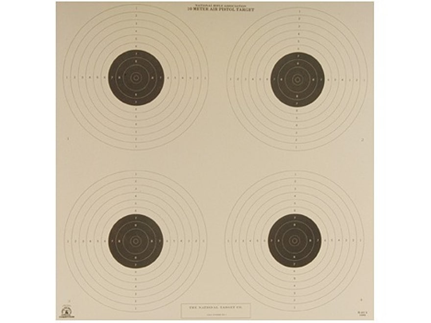 NRA Official Air Pistol Targets B-40/4 10 Meter Paper Pack Of 100