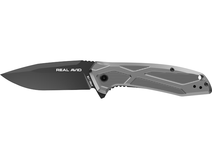 Real Avid Rav 2 Folding Knife 3.25″ Drop Point 8Cr13MoV Black Blade Aluminum Handle Satin