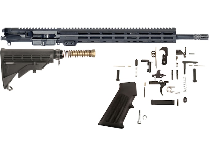 AR-STONER AR-15 Build Kit with Upper Receiver Assembly 5.56x45mm NATO 18" Barrel Mid Length 15" M-LOK Handguard, Complete Lower Receiver Parts Kit, Stock Assembly 6-Position Mil-Spec Collapsible
