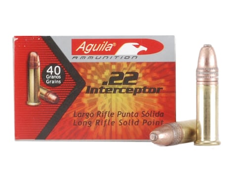 Aguila Interceptor Ammunition 22 Long Rifle 40 Grain Plated Lead Round Nose