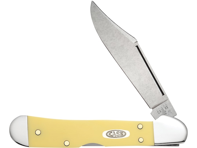 Case Mini CopperLock Pocket Knife 2.72″ Clip Point Carbon Steel Mirror Polished Blade Synthetic Handle Yellow