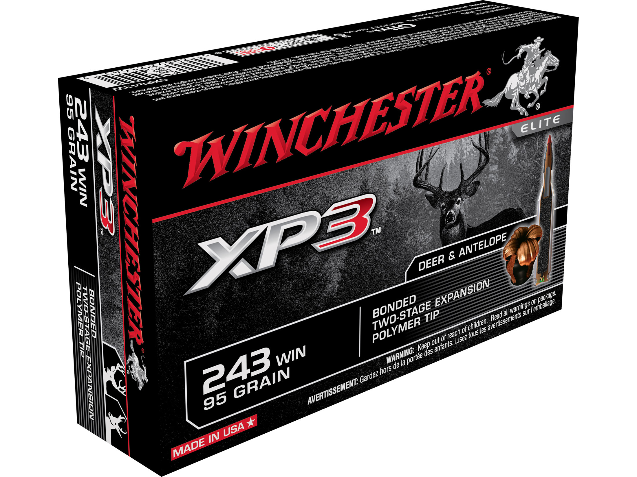 Winchester Ammo 243 Winchester 95 Grain XP3 Case of 200 (10 Boxes of