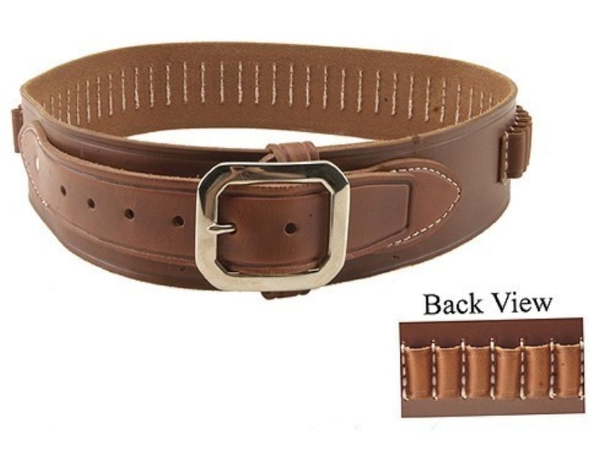 Oklahoma Leather Deluxe Cartridge Belt 38 Cal Leather Brown XL 46 to