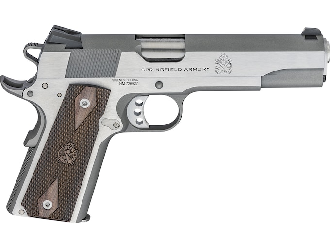 Springfield Armory 1911 Garrision Government 9mm Luger Pistol 5″ Barrel 9+1 Round Stainless Slide Walnut Grip Stainless Frame