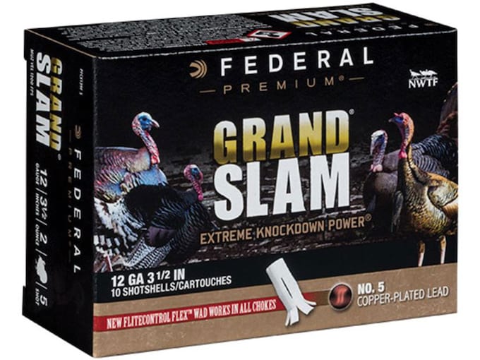 Federal Premium Grand Slam Turkey 12 Gauge Ammo 3-1/2″ #5 Copper Plated Lead Shot 2 oz Box of 10