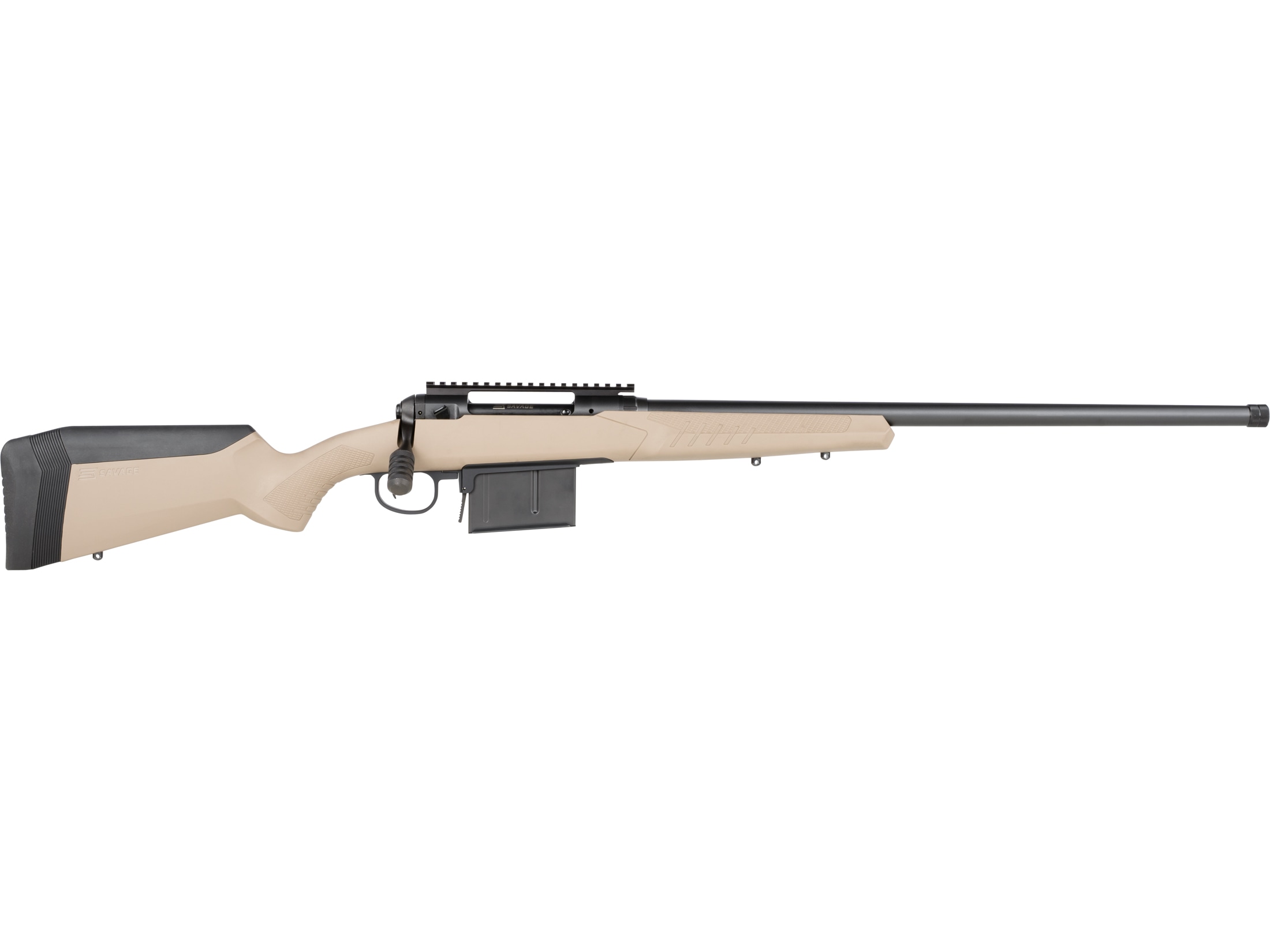 Savage Arms 110 Tactical Bolt Action Rifle 300 Winchester Magnum 24" Black Threaded Barrel Black Frame Flat Dark Earth Field Stock