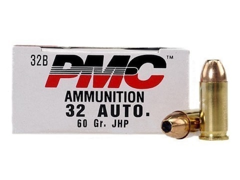 PMC Bronze Ammo 32 ACP 60 Grain Jacketed Hollow Point Box of 50