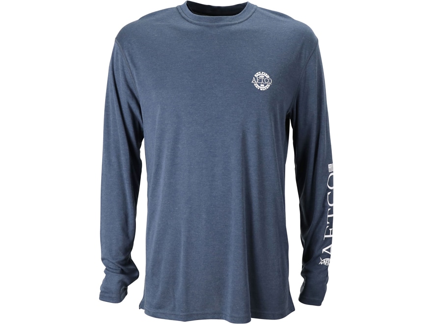 AFTCO Men's Crosswind Dri-Release Long Sleeve T-Shirt Navy Heather