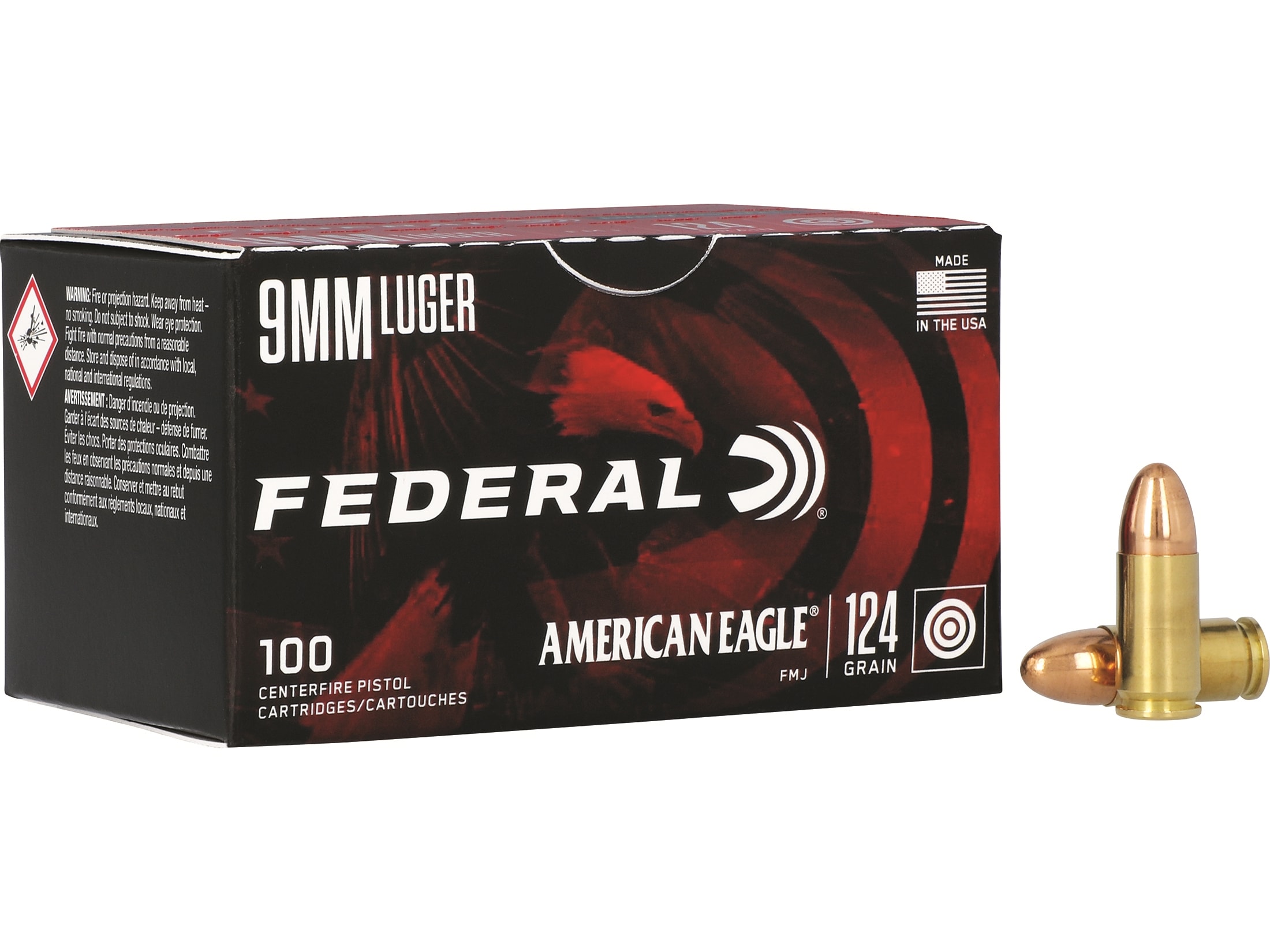 Federal Champion 9mm Luger Ammo 124 Grain Full Metal Jacket Case of 500 (5 Boxes of 100)