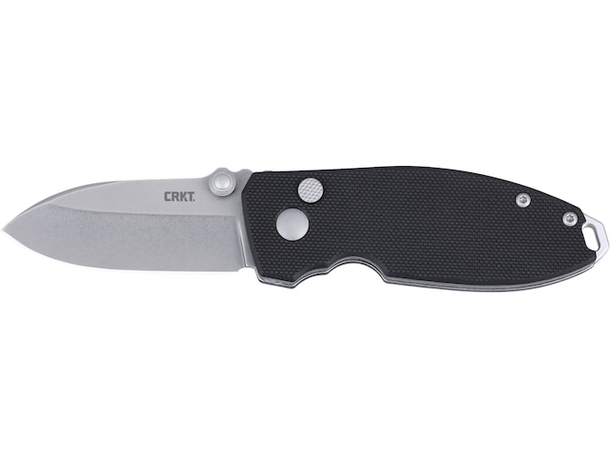 CRKT Squid Button Lock Pocket Knife 2.27″ Drop Point D2 Stonewashed Blade G-10 Handle Black