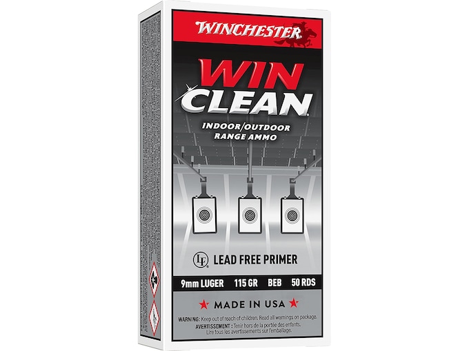 Winchester Super X WinClean 9mm Luger Ammo 115 Grain Full Metal Jacket Box of 50